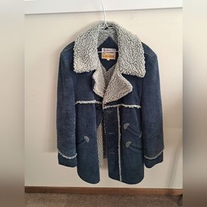 Vintage Split Cowhide Grais leather suede sherpa jacket